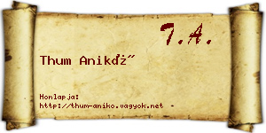 Thum Anikó névjegykártya